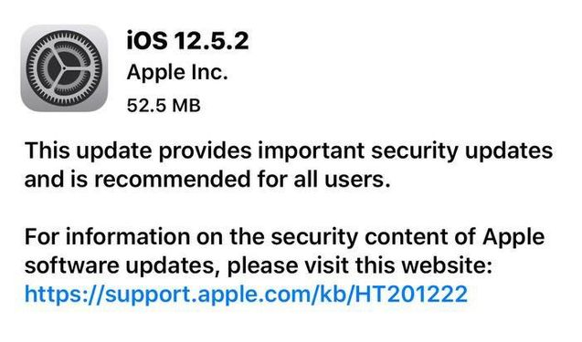称多苹果手机维修分享iOS12.5.2发布，建议所有老苹果用户安装 